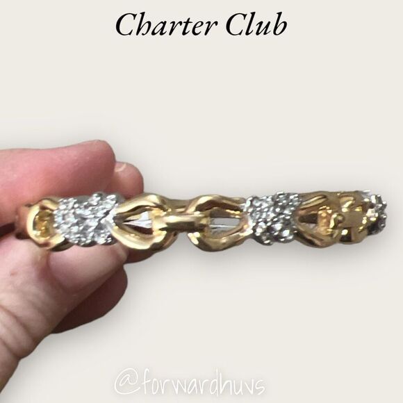 Charter Club Gold Tone Rhinestone Hinge Bracelet - Picture 5 of 10